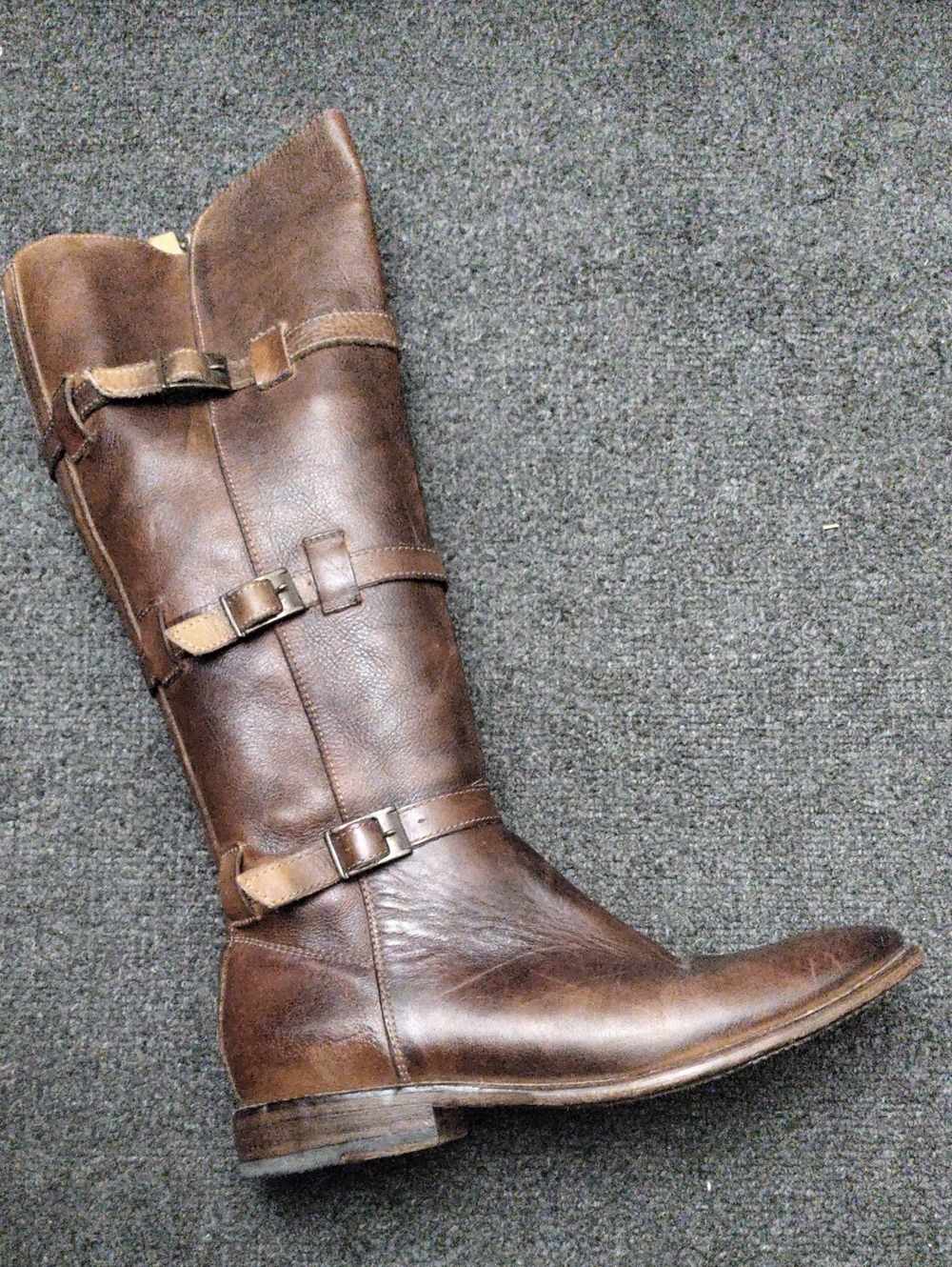 BED|STU Brown Leather Knee-High Buckle Boot